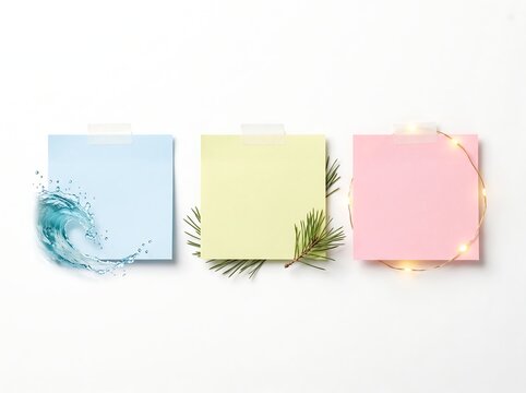 Sticky notes on wave background frame template for reminder memo paper vector design element
