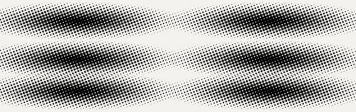 Abstract halftone pattern background with horizontal gradient shapes, black and white dotted texture design element for graphic projects