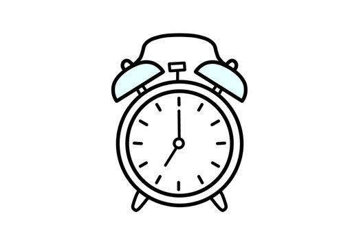 Vintage alarm clock outline icon vector illustration