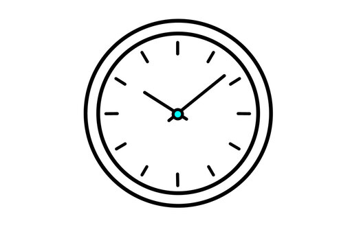 Round wall clock line art doodle drawing for time management, schedule, or design element.