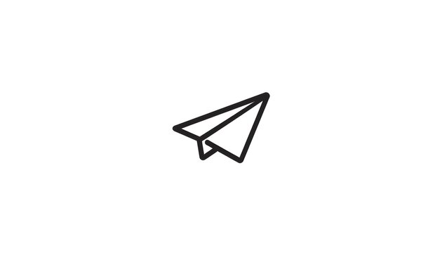 Black paper plane icon for messaging apps and travel design elements.