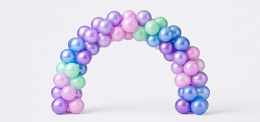Fototapeta premium Soft lavender and mint balloon arch with creamy background, perfect for spring event advertising and promotions.