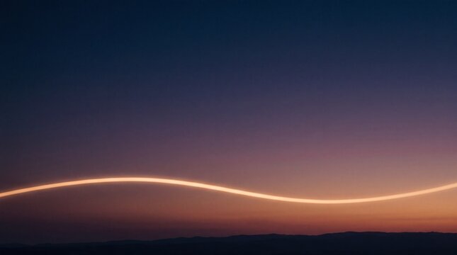 A glowing sinuous line stretches across a dusk colored gradient sky creating a dramatic landscape curve