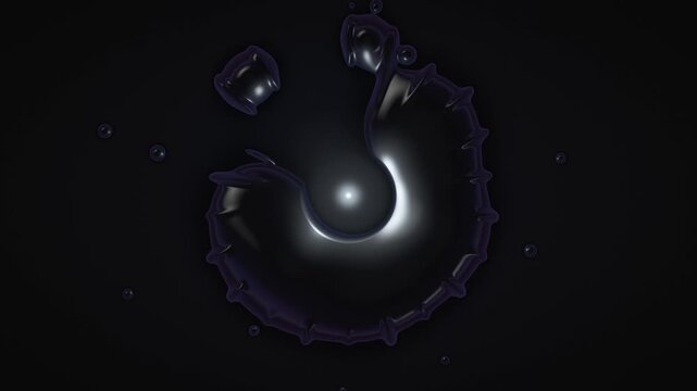 Dark glossy liquid fluid morphing dynamically representing rganizational transformation