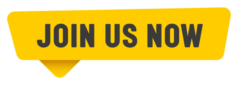 join us now sign. join us now yellow sticker isolated on transparent background