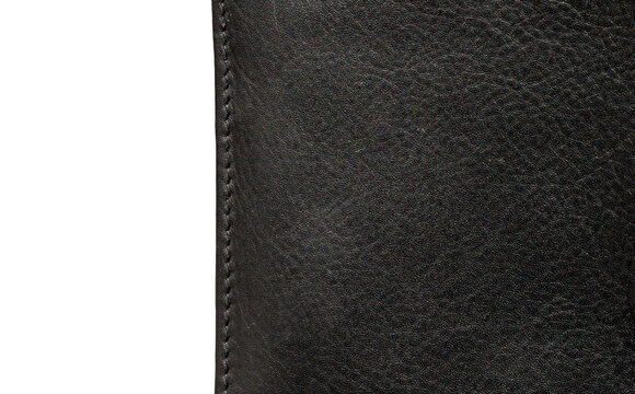 isolated black leather texture background stitched edge