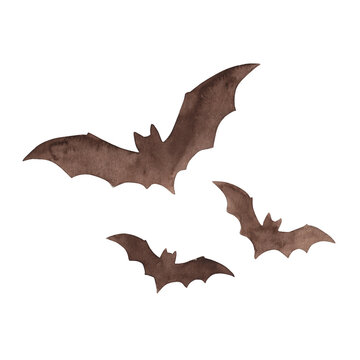 Halloween Watercolor Flying Bats Set