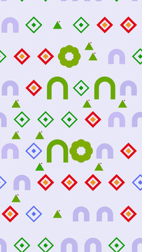 Geometric pattern with U-shapes and diamonds