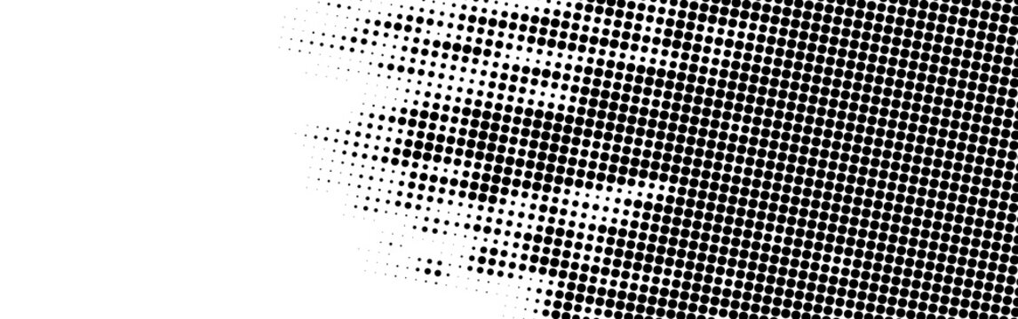 Abstract halftone pattern background with black dots on white background