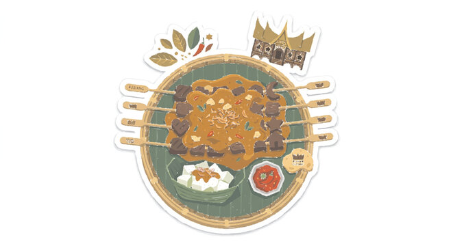 gambar ilustrasi model flat vektor nasi goreng dengan telur mata sapitanpa tulisan, die_cut, stiker style, buat gambarnya unik agar tidak similar di adob stok, bacground putih