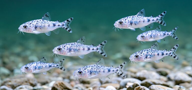 Young bullhead catfish gliding in clear freshwater, showcasing natural aquatic habitat and wildlife.