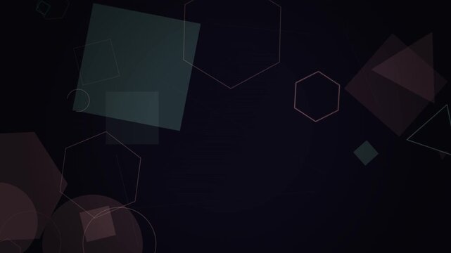 Dark geometric shapes with subtle color accents in a looping abstract pattern