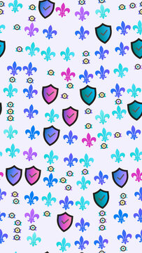 Fleur de lis and shield icons pattern