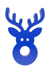 Isolated threedimensional blue reindeer head icon for christmas holiday graphic design transparent background © SAMIMAAYASH