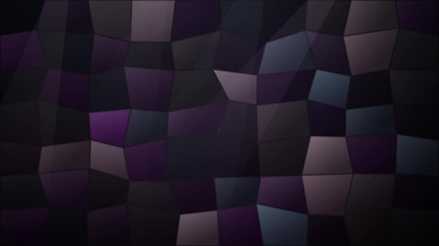 Dark geometric tessellation composed of shifting purple, black, and gray polygonal facets in abstract lowlight composition.