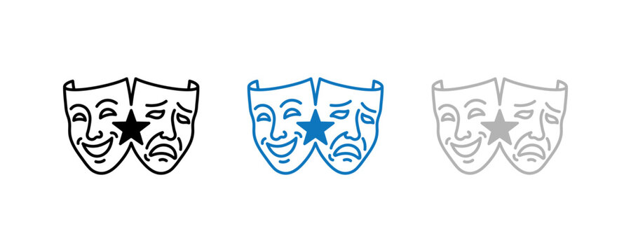 Comedy and Tragedy Theater Masks Icon Representing Drama and Performance.