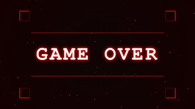 Game Over Screen with Glitchy Text and Red Border.