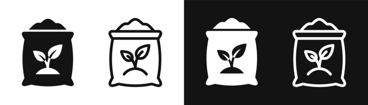 Seed bag fertilizer sack icon set vector illustration