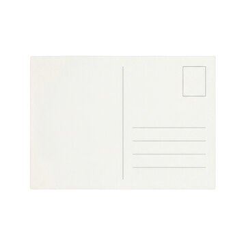 Blank postcard template with address lines and stamp box isolated on transparent background