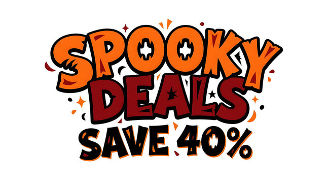 Spooky deals save 40 percent halloween sale typography design