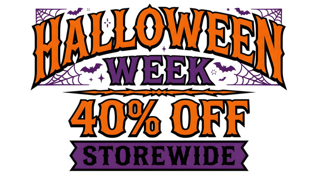 Halloween week sale banner with 40 percent off storewide text