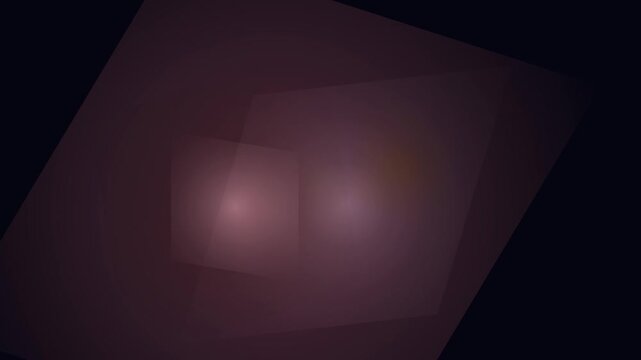Dark background features overlapping translucent magenta geometric shapes with a soft central glow