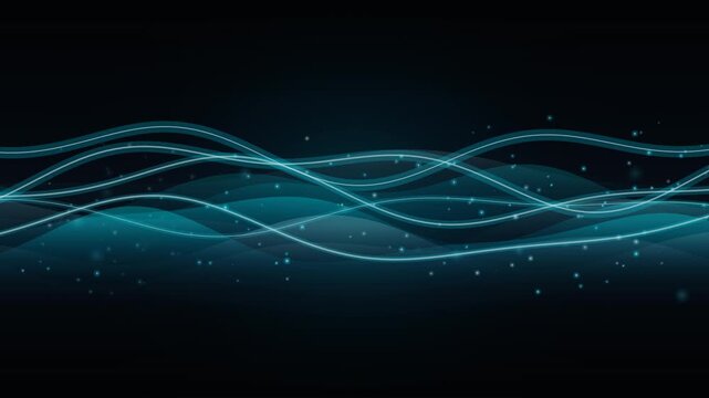 Minimalist chilling 4K motion background featuring flowing spectral fog waves in cold phantom cyan with ethereal floating energy ribbons in charcoal darkness.