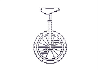 Abstract Geometric Vector Illustration of a Unicycle with Striped Pattern in Minimalist Style on Clean White Background, Modern Circus and Balance Concept Art. © Nikita