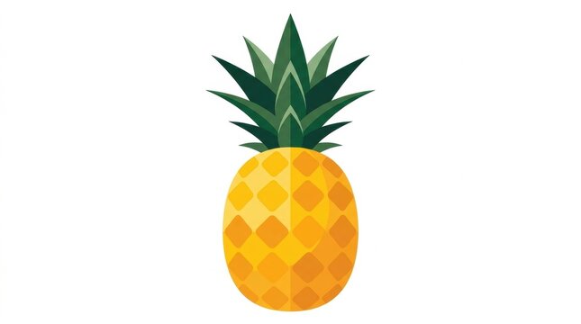 A stylized vector illustration of a single ripe pineapple isolated on a clean white background with graphic yellow pineapple