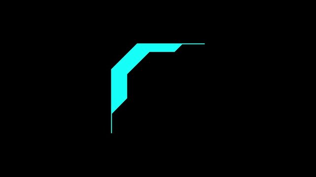 Abstract futuristic cyan corner frame element on black background
