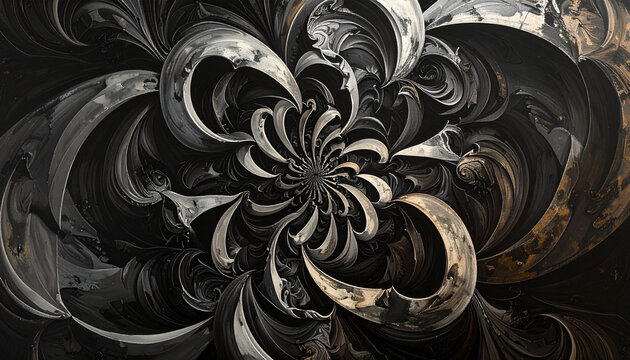 Abstract Swirling Metallic Fractal Pattern
