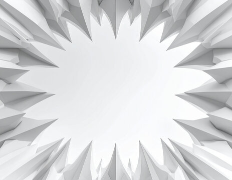 Abstract white geometric frame with sharp triangular shapes background