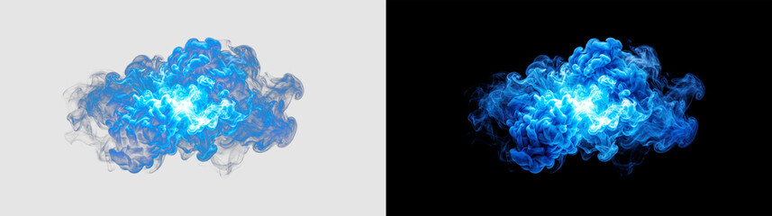 PNG image of glowing blue smoke explosion isolated on transparent background © Pixora