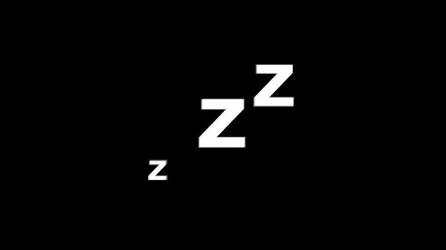 Minimalist sleeping zzz icon symbol design on black background