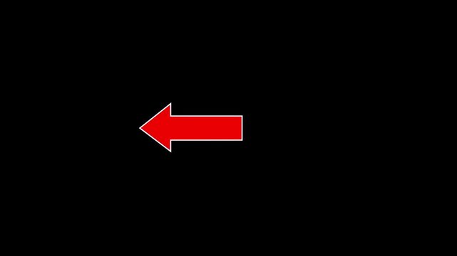 Red arrow pointing left isolated on black background