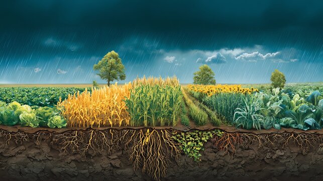 Resilient crops adapt to climate change Food security concept.
