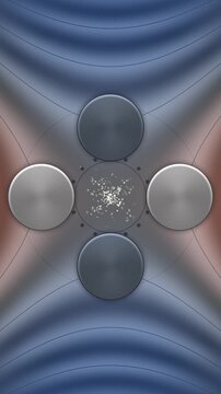 Quadrupole Mass Filter Cross Section: Rotating Hyperbolic Electric Field And Ion Cloud, Seamless Loop in rich slate tones vertical 9:16