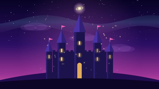 enchanted castle in the night