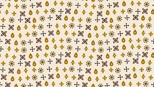 Seamless pattern with fleur de lis and abstract motifs