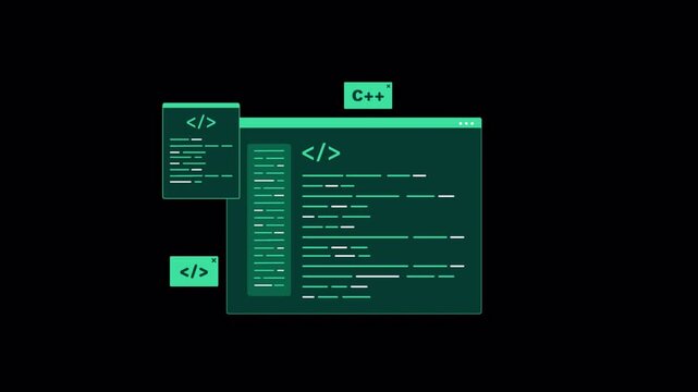Animated C++ Programming Code Interface - Transparent