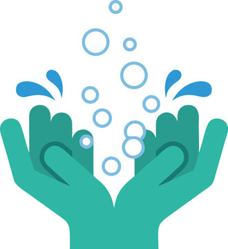 Water Conservation and Environmental Protection Concept with Hands and Water Drops Vector Illustration
