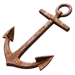 Vintage rusty metal ship anchor isolated transparent background © Hridoy Stock