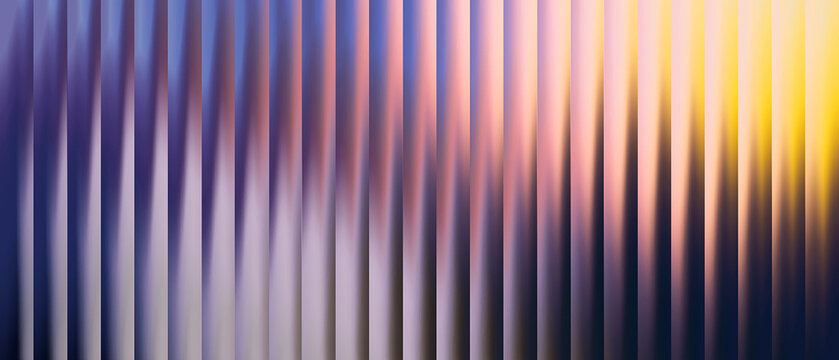 Abstract background, with vertical stripes, in gradient shades, of blue, pink, and yellow light