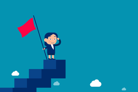 Success fearless female entrepreneur. Business woman leadership vector illustration