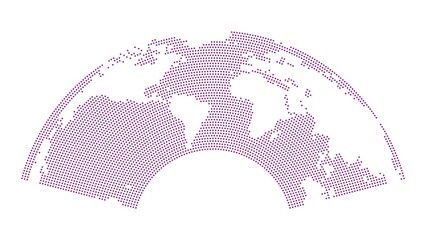Abstract Square Dot Pixel World Map Globe Vector Pattern in Semicircle Shape for Technology, Digital Connectivity, Data and Global Communication Backgrounds © Bhutto