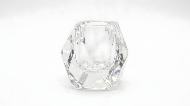 A beautifully crafted elegant clear glass sculpture is shaped like a human hand with incredibly detailed fingers and a clearly defined palm