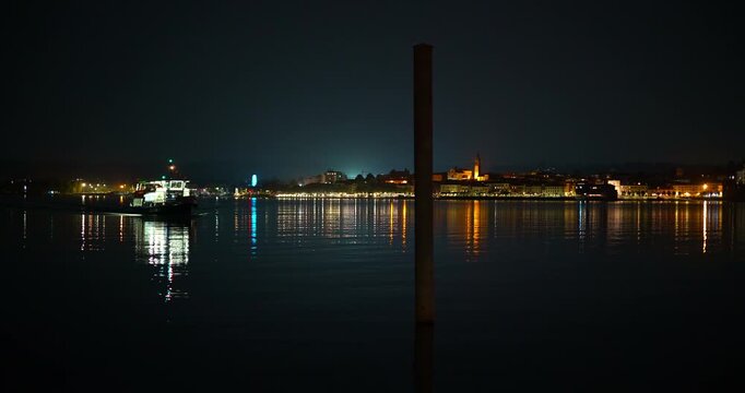 Night landscape on the lake.
