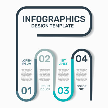 Modern business infographic template with colorful chronological steps, markers, and placeholders. Vector illustration.