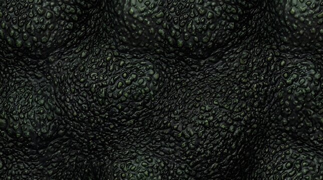Close up macro shot of dark green bumpy avocado skin texture showing organic patterns and natural surface details for food photography background