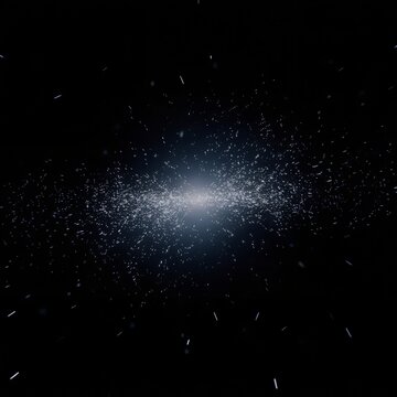 Abstract cosmic particle explosion blue glowing galaxy cluster dark background deep space burst stardust astronomy technology backdrop
